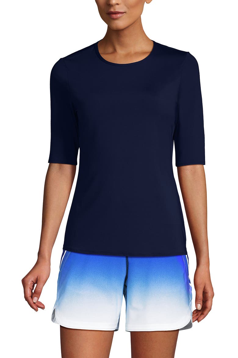 SunShade UPF 50 Elbow Sleeve Relaxed Rash Guard, Alternate, color, Deep Sea Navy