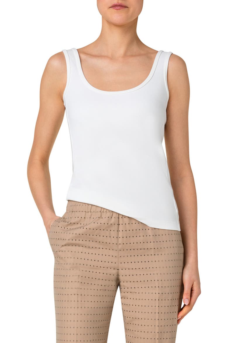 Fitted Scoop Neck Jersey Tank, Main, color, CREAM