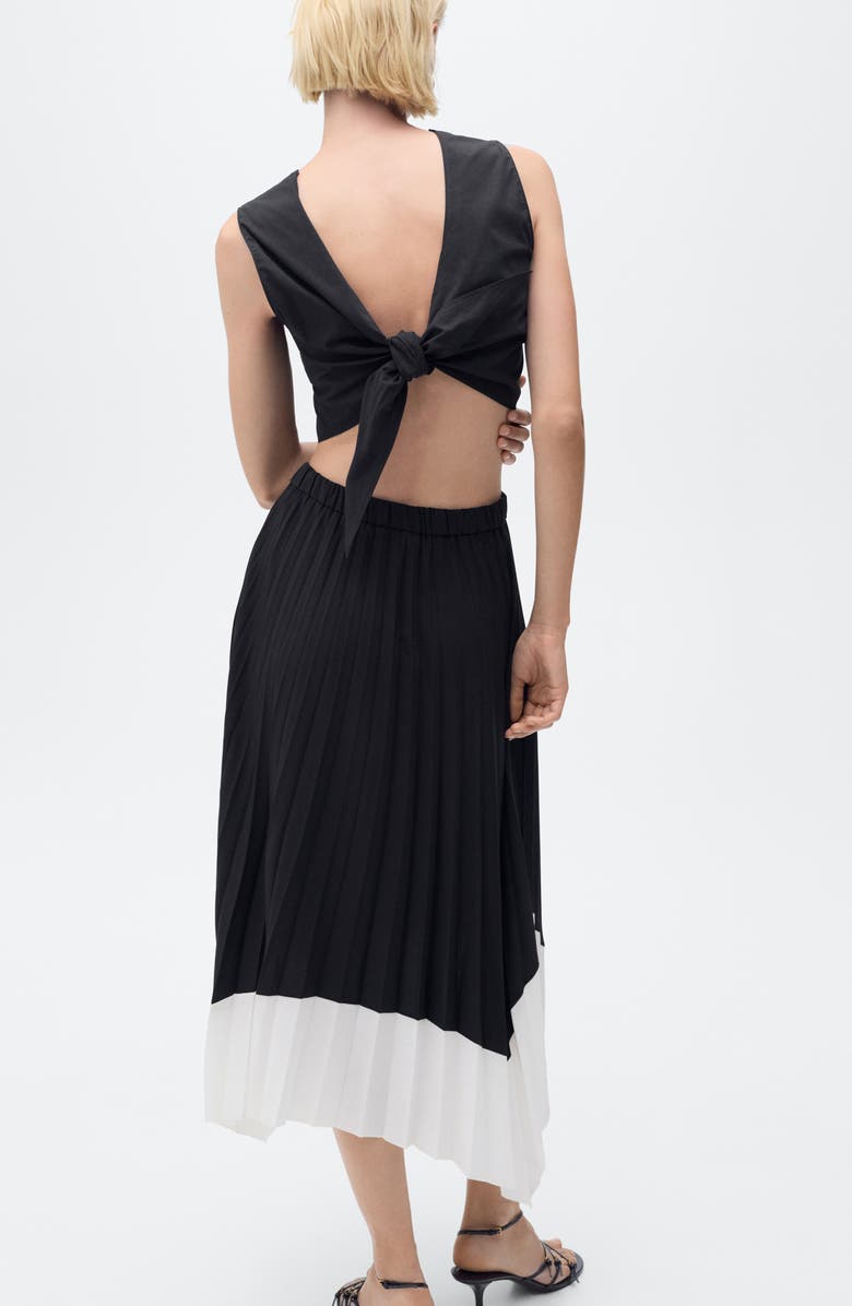 MANGO Pleated Asymmetric Maxi Skirt, Alternate, color, Black