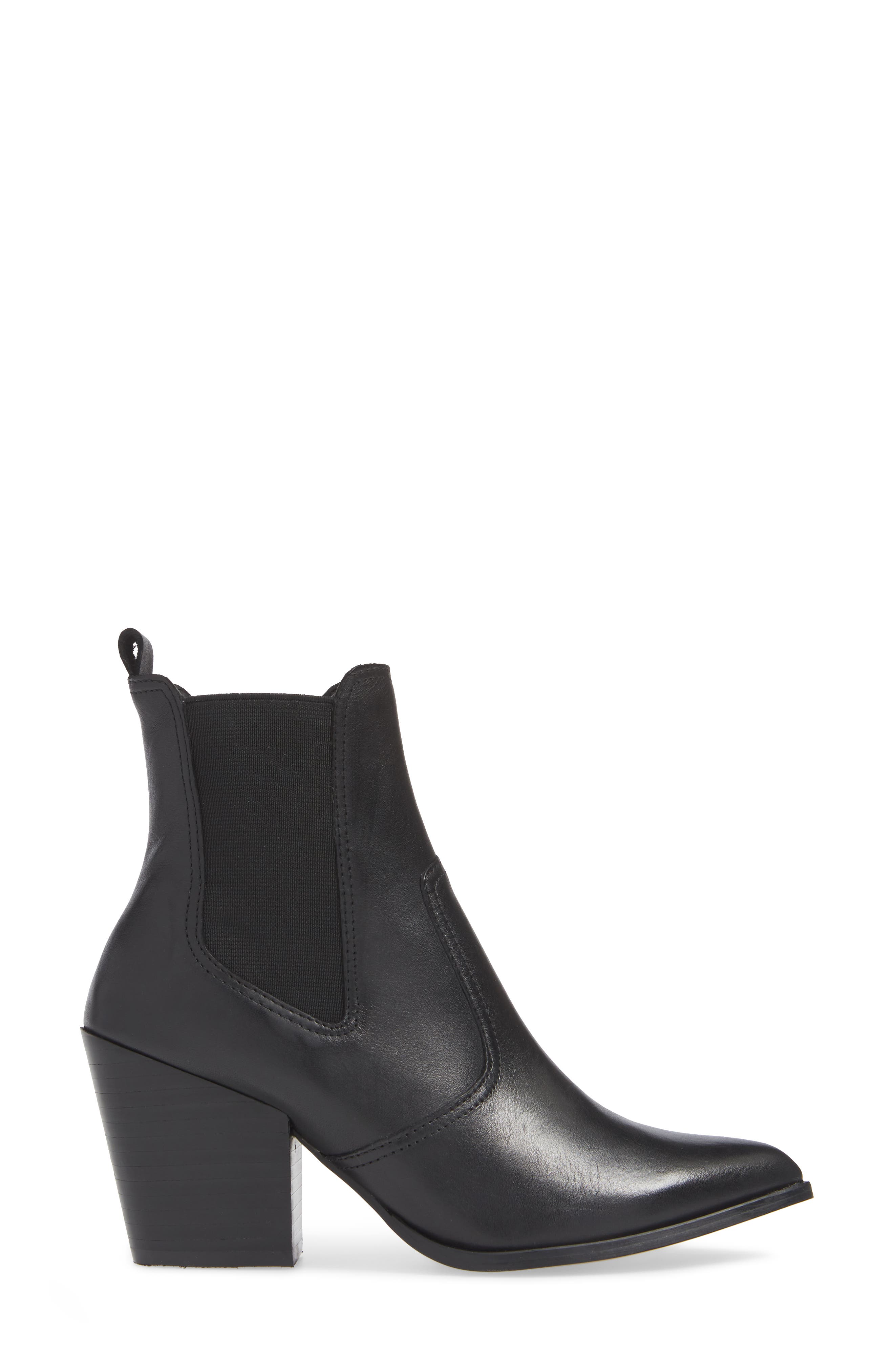 Patricia Genuine Calf Hair Chelsea Bootie, Alternate, color, BLACK LEATHER