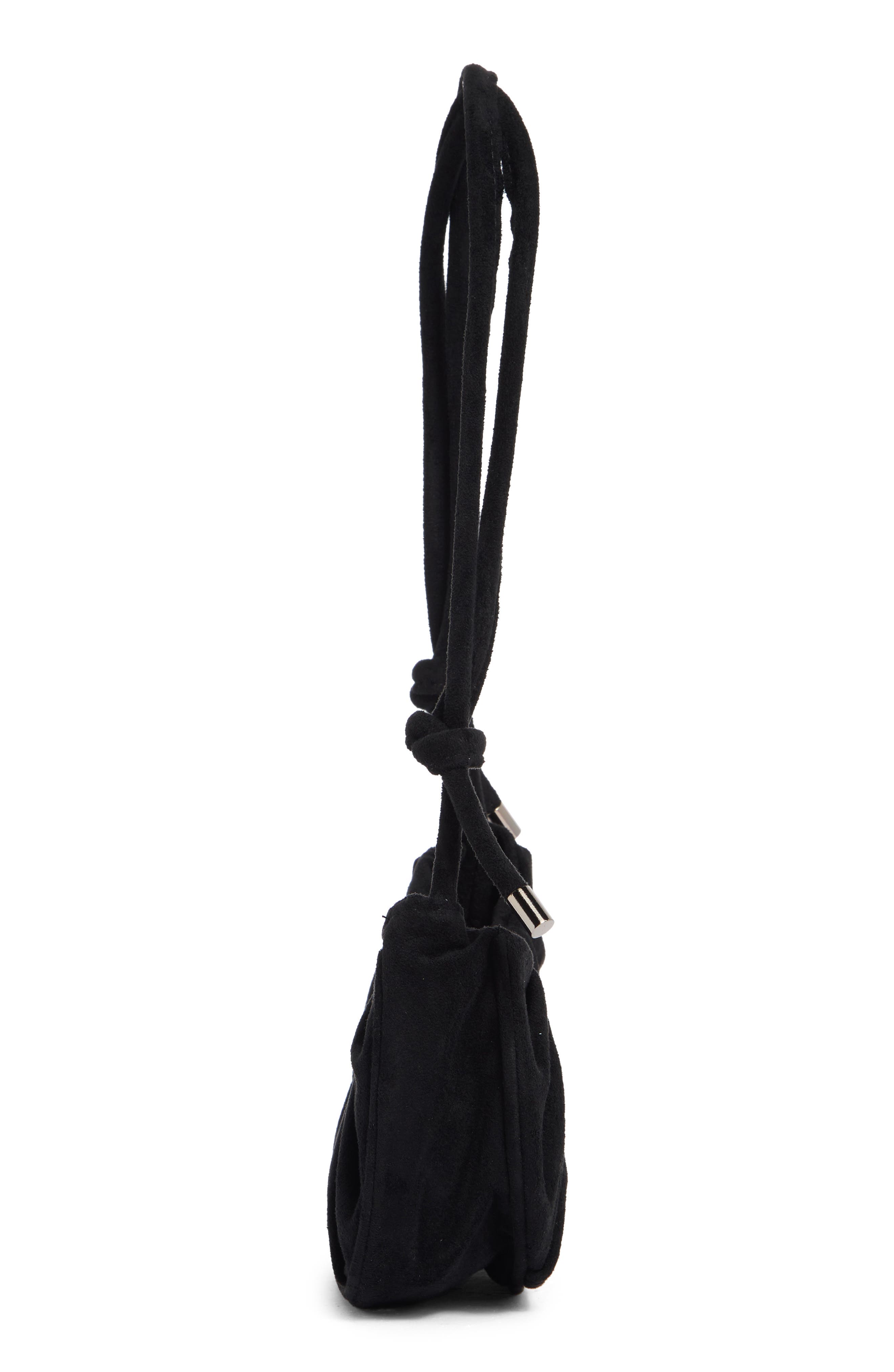 Faux Suede Shoulder Bag, Alternate, color, BLACK