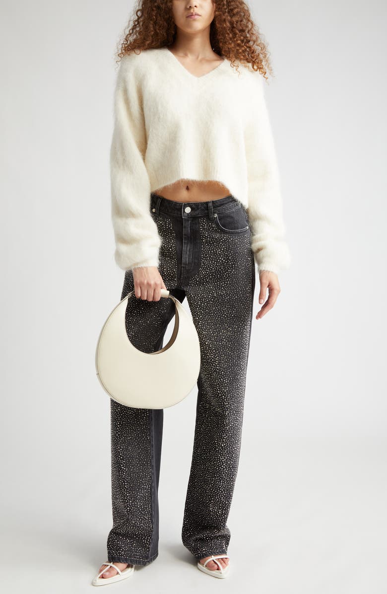 GESTUZ Safigz Fuzzy Alpaca Blend V-Neck Sweater, Main, color, 