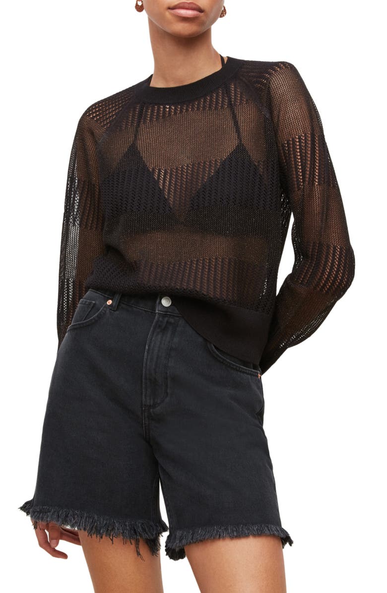 AllSaints Misha Lou Openwork Sweater, Main, color,