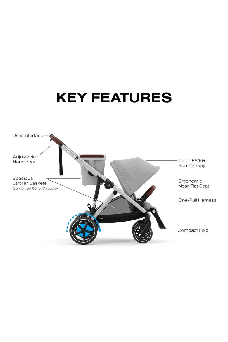 e-Gazelle S Stroller & Cloud G Pro Car Seat Travel System, Alternate, color, STONE GREY