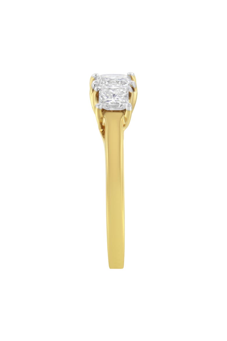 10K Yellow Gold Princess-Cut Diamond Three Stone Band Ring, Alternate, color, Yellow Gold