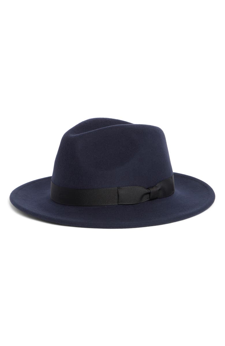 Hickey Freeman Wool Felt Fedora, Main, color, Navy