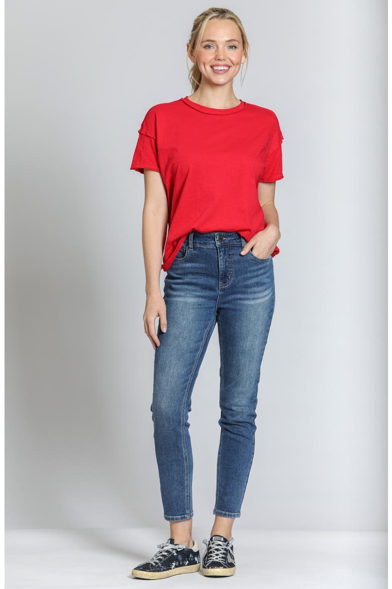 Boyfriend Cotton T-shirt, Alternate, color, ROCCO RED