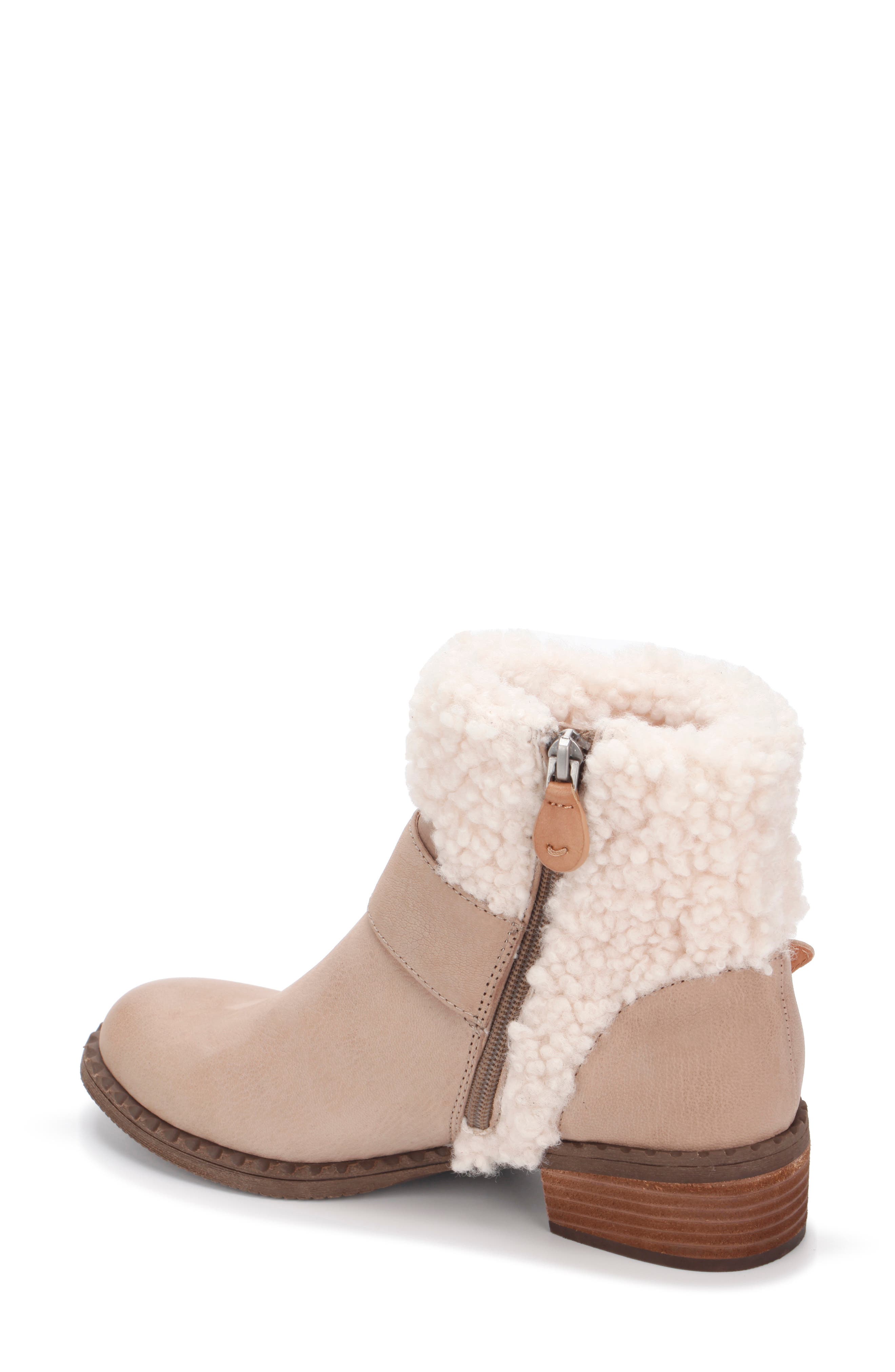 Slit Faux Shearling Moto Bootie, Alternate, color, MUSHROOM