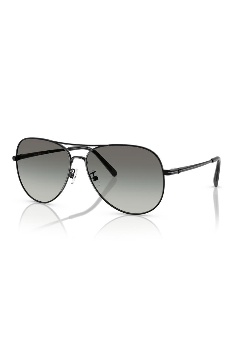 58mm Pilot Sunglasses, Alternate, color, BLACK / GREY GRADIENT