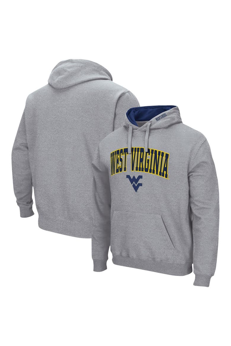 Men's Colosseum Heather Gray West Virginia Mountaineers Arch & Logo 3.0 Pullover Hoodie, Main, color, Heather Gray