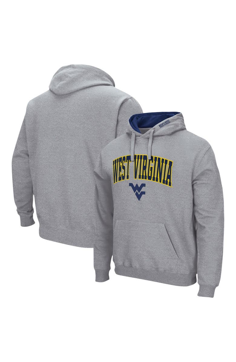 COLOSSEUM Men's Colosseum Heather Gray West Virginia Mountaineers Arch & Logo 3.0 Pullover Hoodie, Main, color, Heather Gray