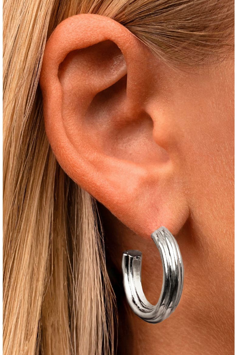 Allistar Triple Row Tube Hoop Earrings, Alternate, color, SILVER