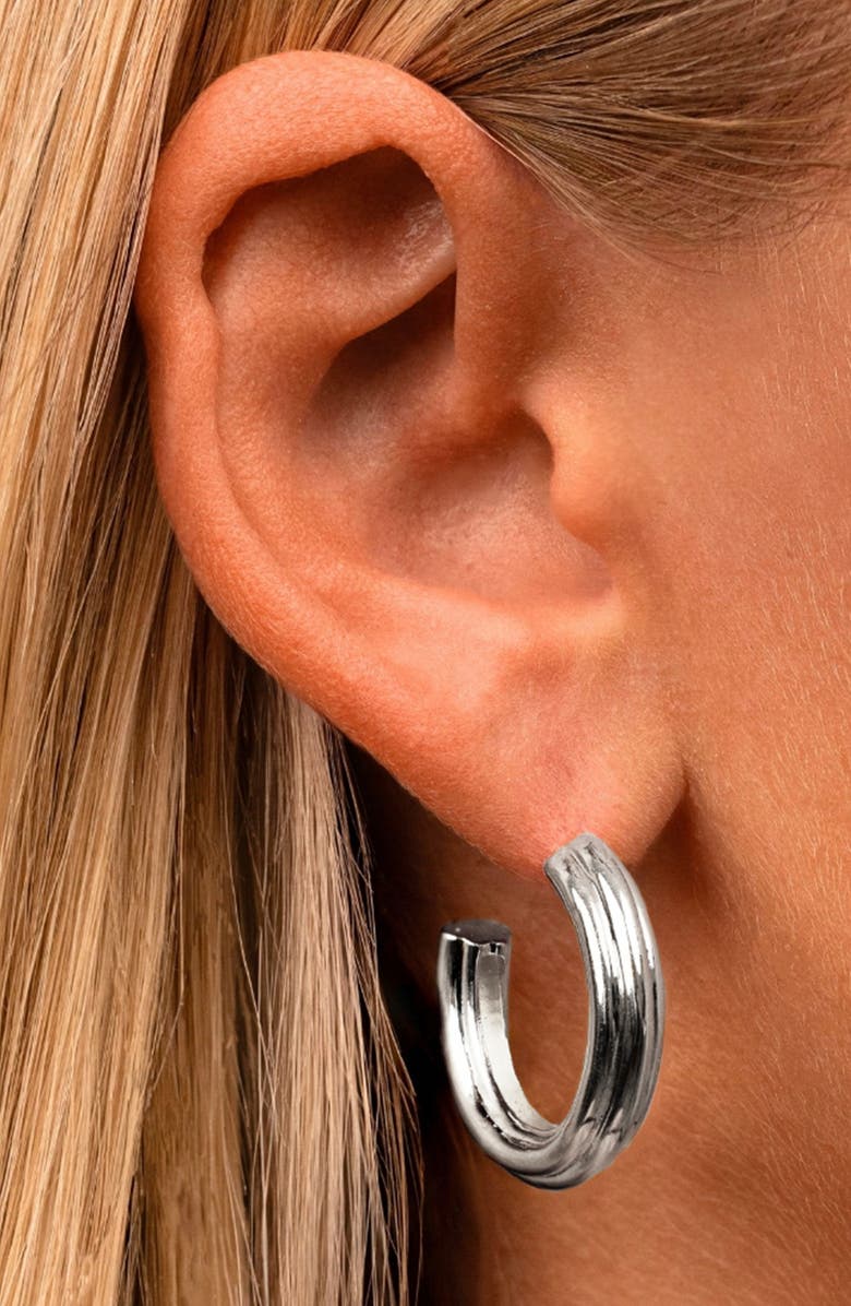 Sterling Forever Allistar Triple Row Tube Hoop Earrings, Alternate, color, Silver