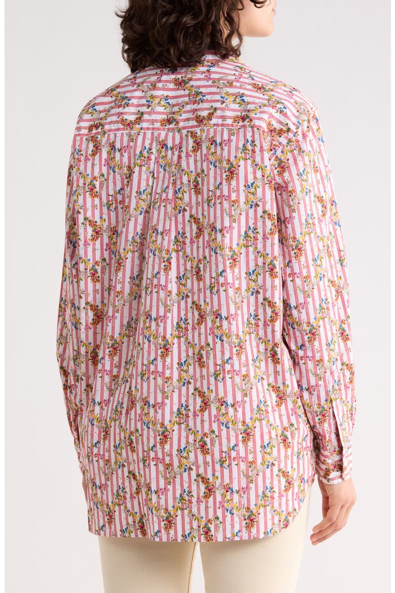 Relaxed Fit Cotton Button-Up Shirt, Alternate, color, RED MINI STRIPES W/ FLOWERS