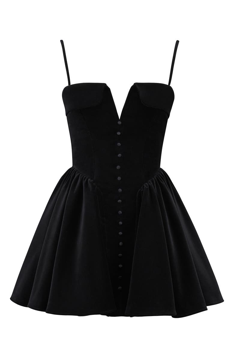 HOUSE OF CB Selina Fit & Flare Velvet Minidress, Alternate, color, Black