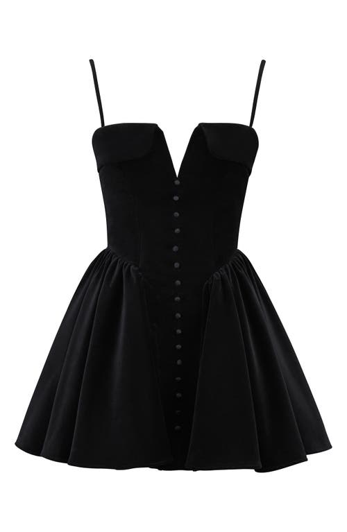 House Of Cb Selina Fit & Flare Velvet Minidress In Black