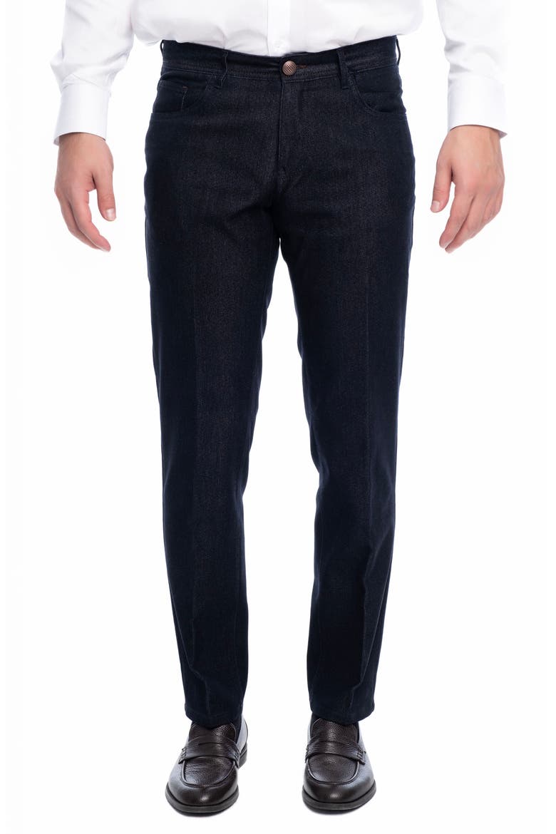 Stretch Cotton-Blend Long Casual Pants, Main, color, BLACK