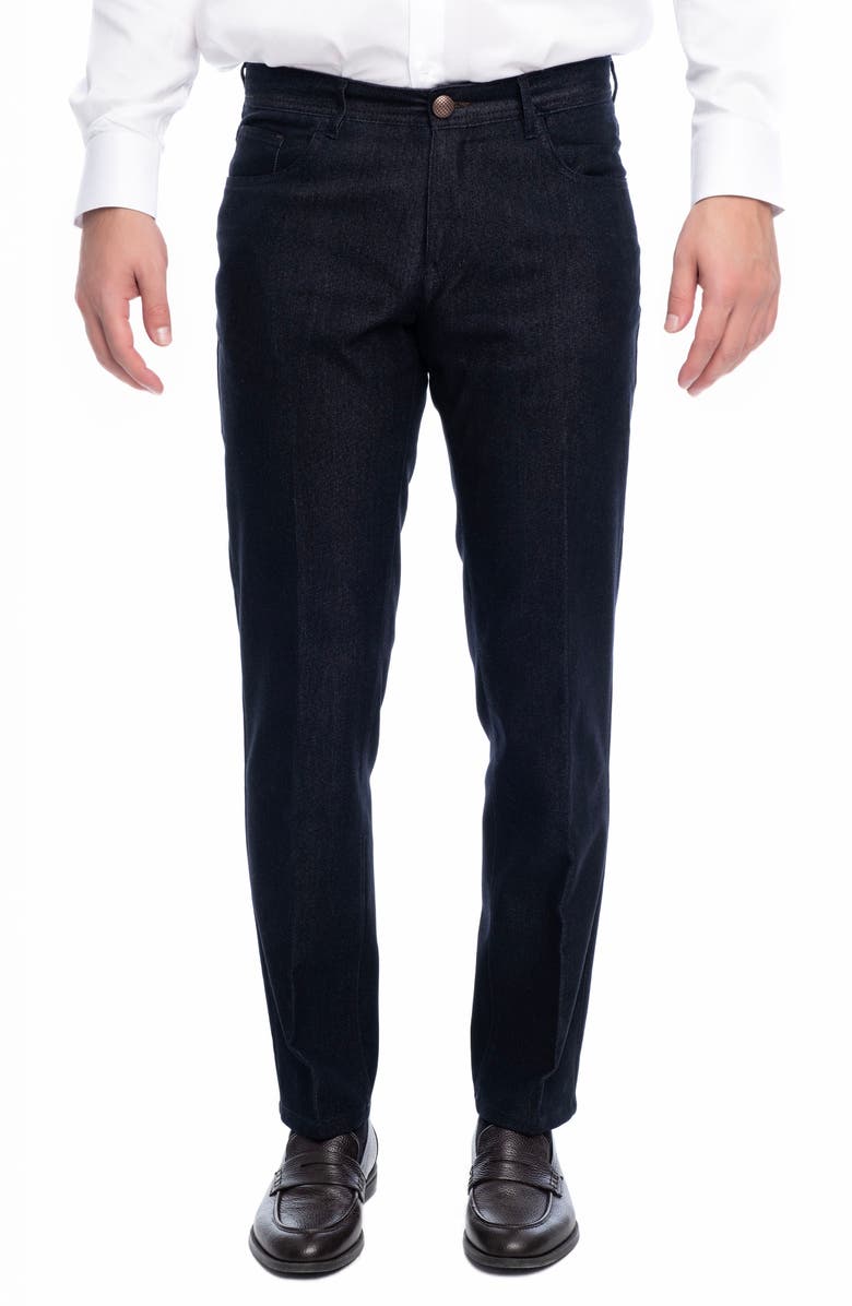 VELLAPAIS Stretch Cotton-Blend Long Casual Pants, Main, color, Black