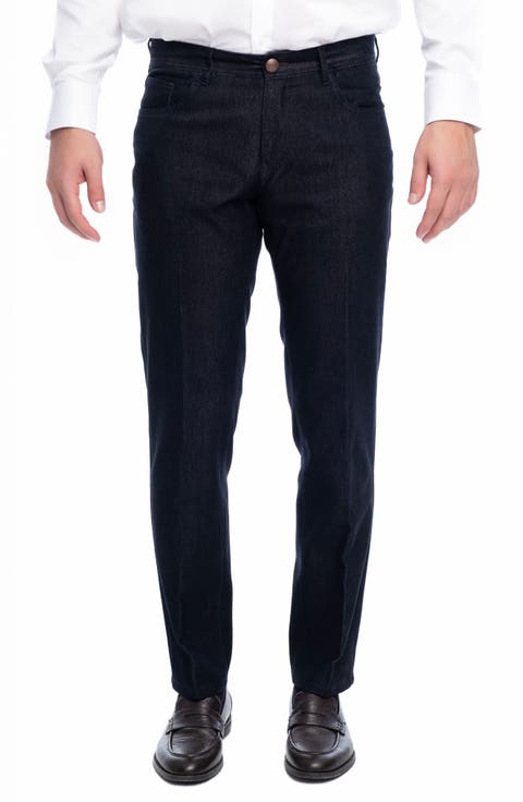 Stretch Cotton-Blend Long Casual Pants