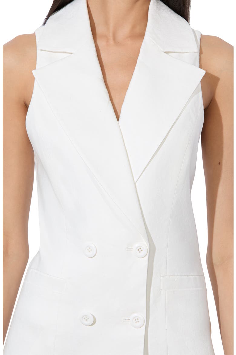 Meritt Sleeveless Double Breasted Linen Blend Blazer Minidress, Alternate, color, OFF WHITE