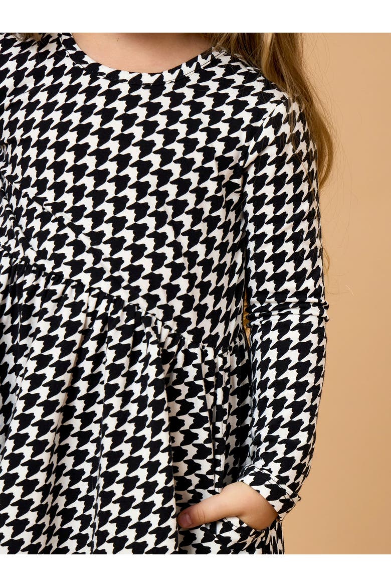 Baby Girls Knit Long Sleeve Twirl Dress, Alternate, color, Black Houndstooth