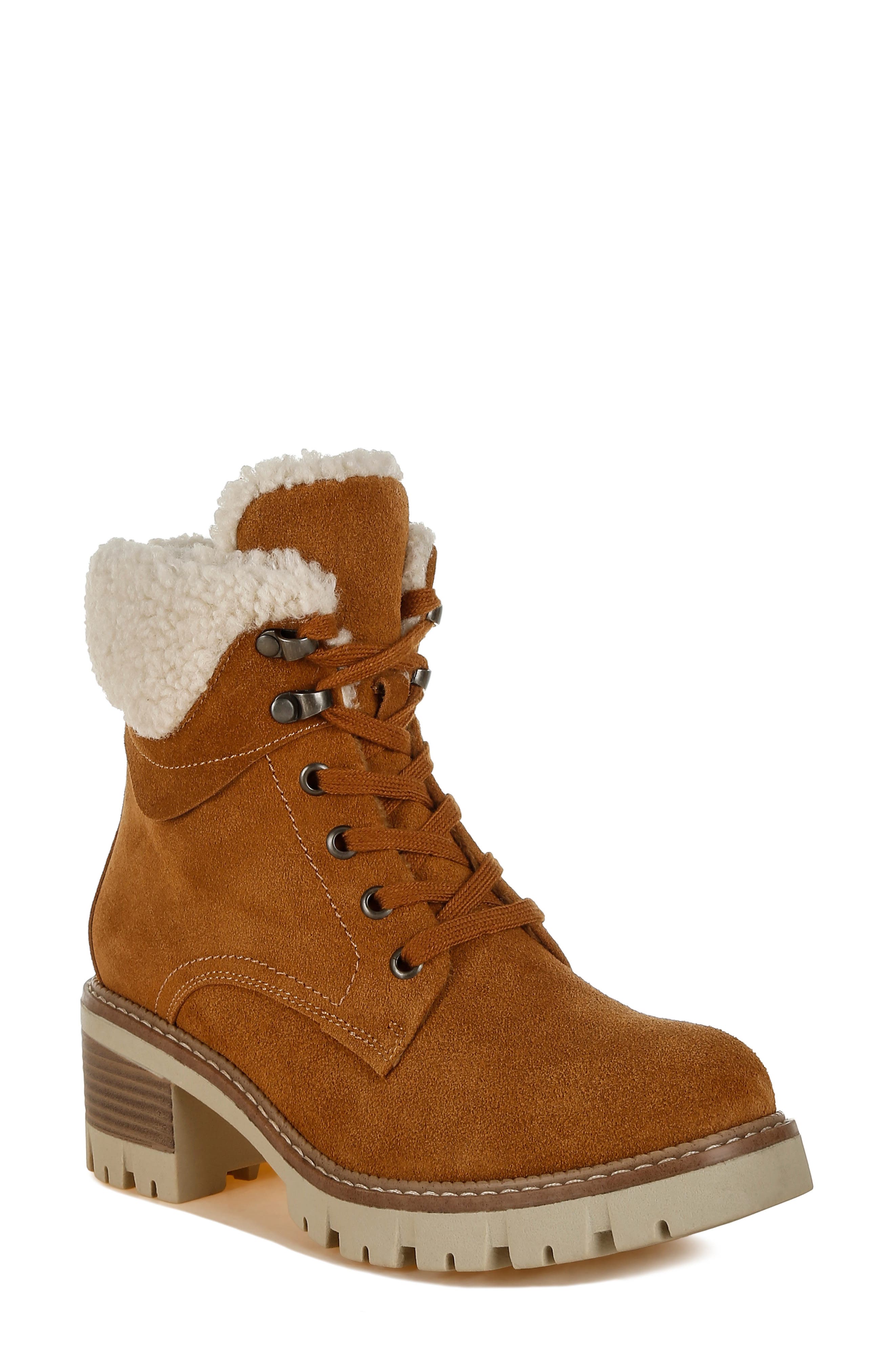 Madoka Water Resistant Lace Up Leather Bootie