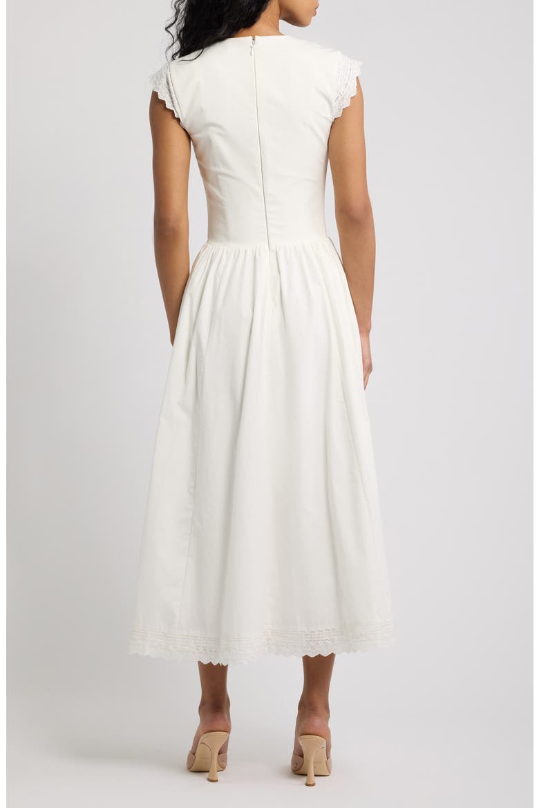 Fiorella Broderie Short Sleeve Dress, Alternate, color, WHITE