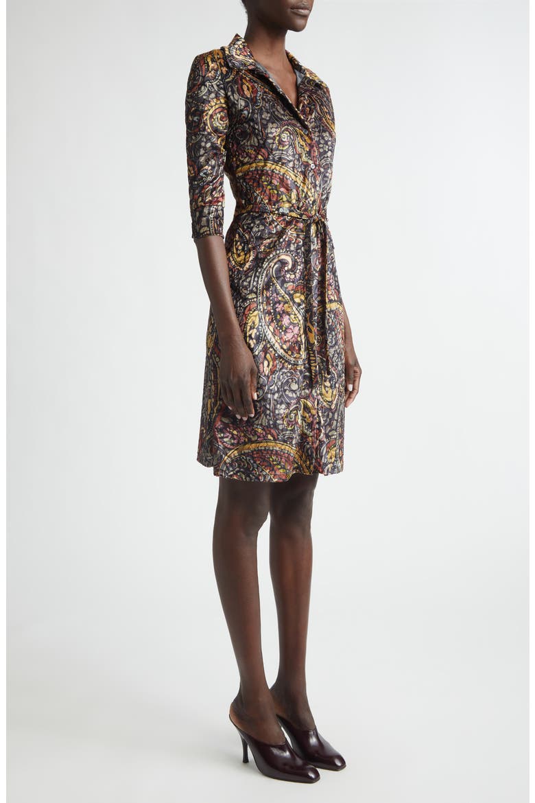 Print Paisley Jacquard Shirtdress, Alternate, color, PRINT ON BLACK BASE