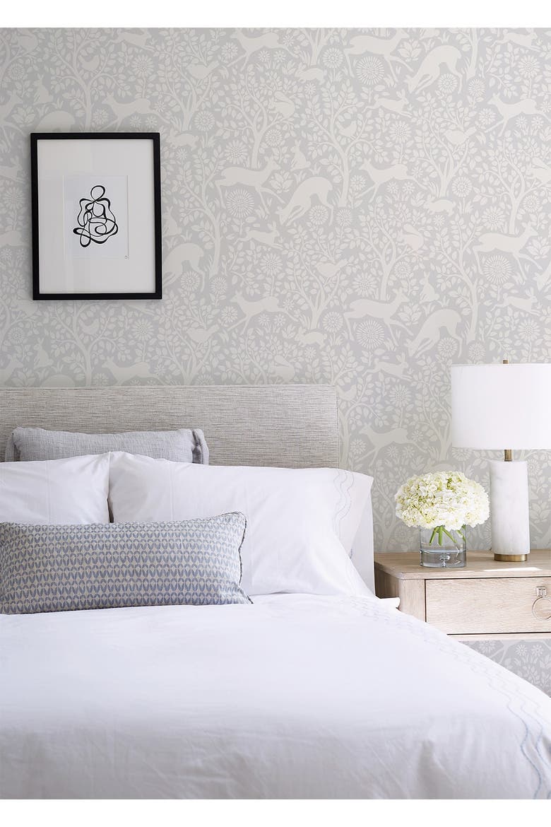 Grey Merriment Peel & Stick Wallpaper, Alternate, color, GREY