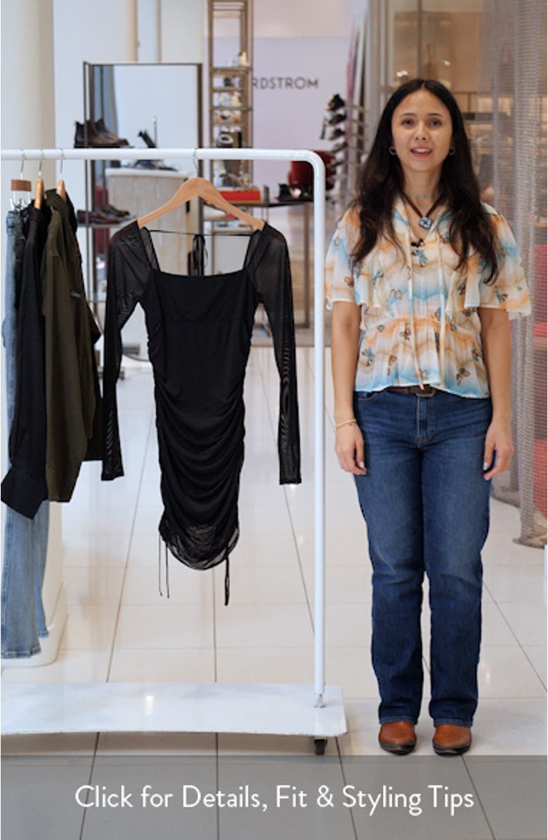 Ruched Mesh Long Sleeve Minidress, sales video thumbnail