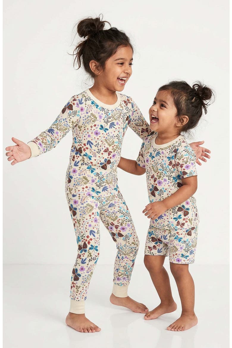 100% Organic Cotton Print Long Sleeve Snug Fit Kids Pajamas, Alternate, color, Botanical Floral
