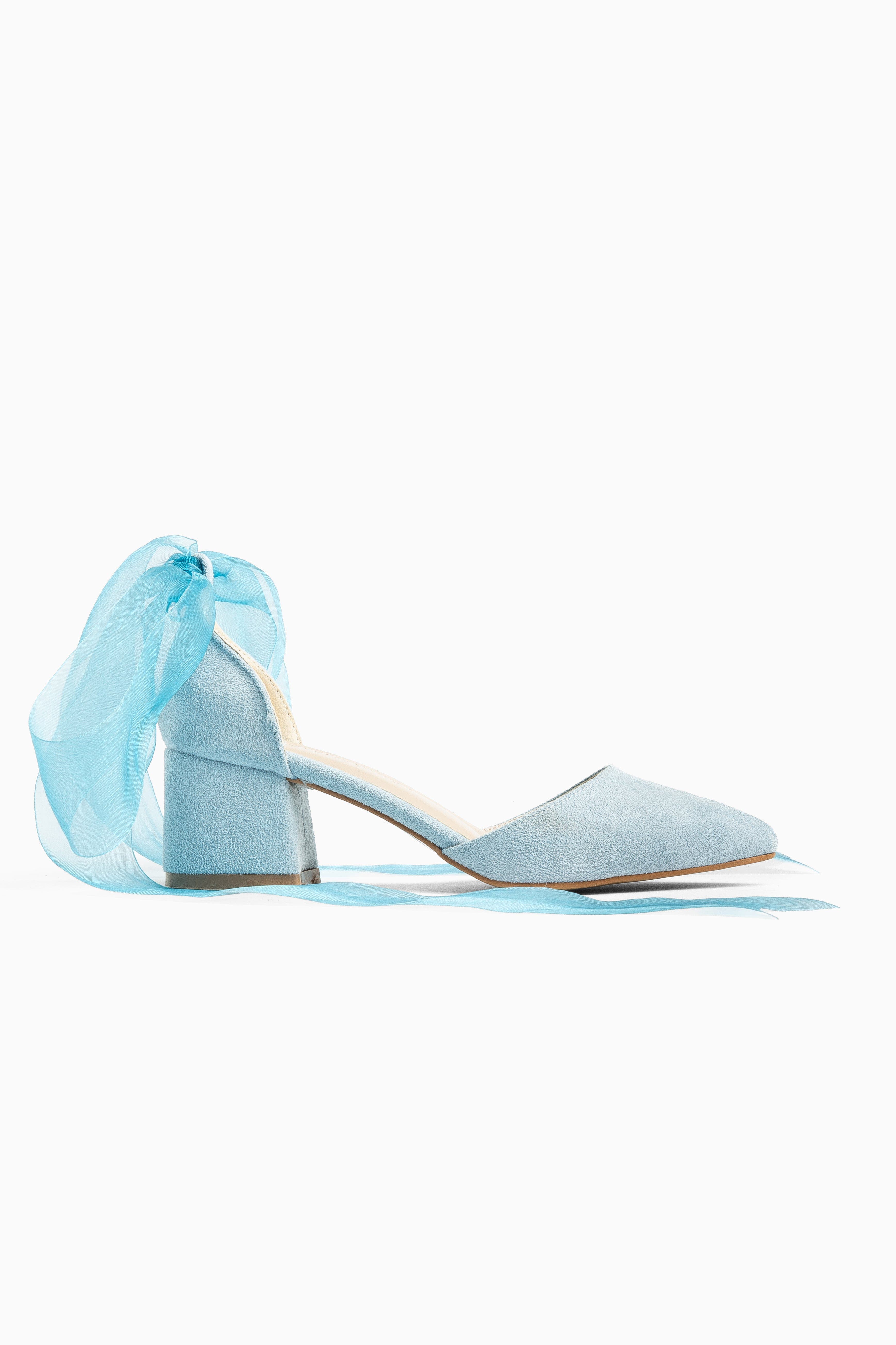 Fiona Low Block Heels with Ribbon, Alternate, color, Blue Suede