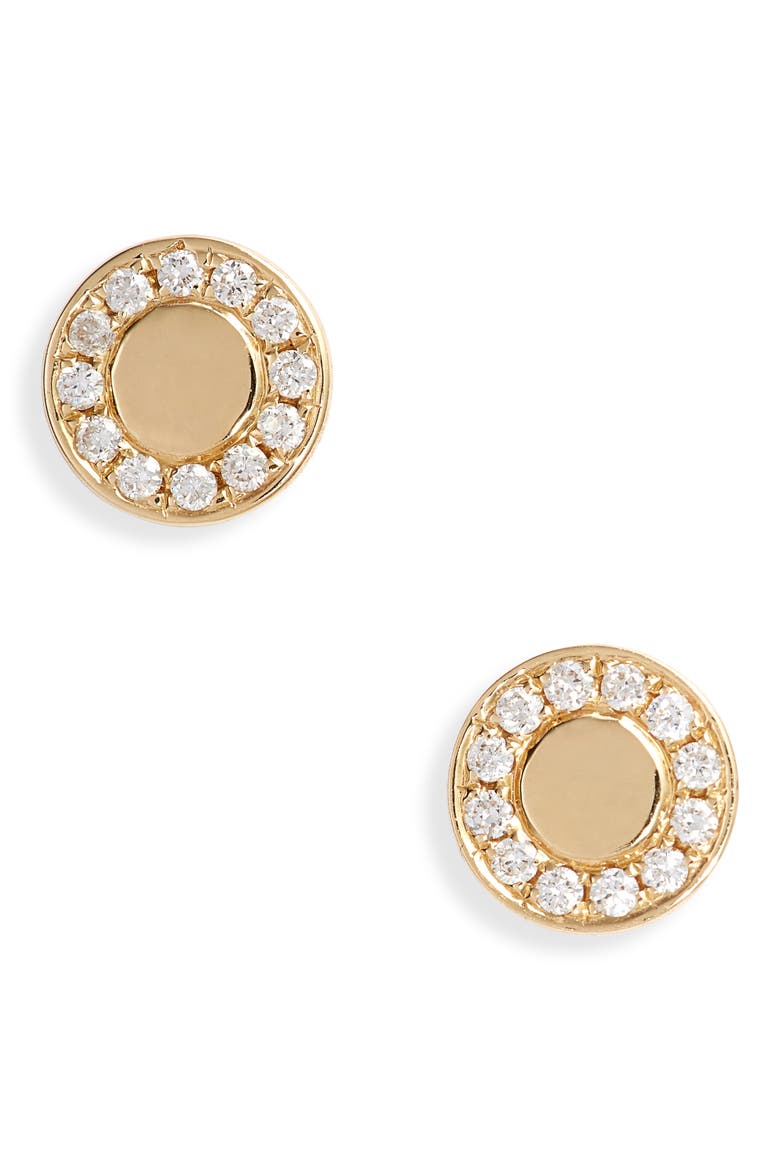 Kiera Diamond Medallion Stud Earrings (Nordstrom Exclusive), Main, color, DIAMOND/ YELLOW GOLD