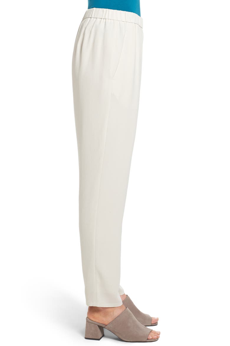 Slouchy Silk Crepe Ankle Pants, Alternate, color, BONE