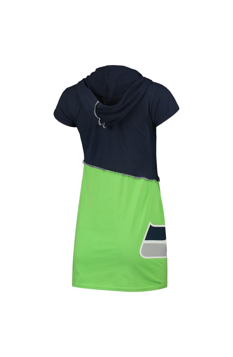 REFRIED APPAREL Women's Refried Apparel Navy/Neon Green Seattle Seahawks Sustainable Hooded Mini Dress, Alternate, color, Navy
