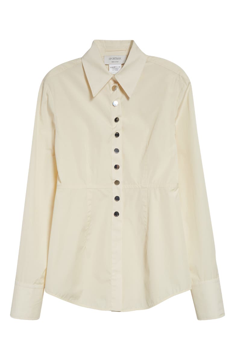 SPORTMAX Azoto Peplum Snap-Up Shirt, Alternate, color, Ivory