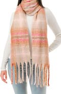 MARCUS ADLER Fringe Plaid Scarf