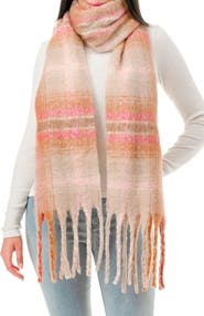 MARCUS ADLER Fringe Plaid Scarf