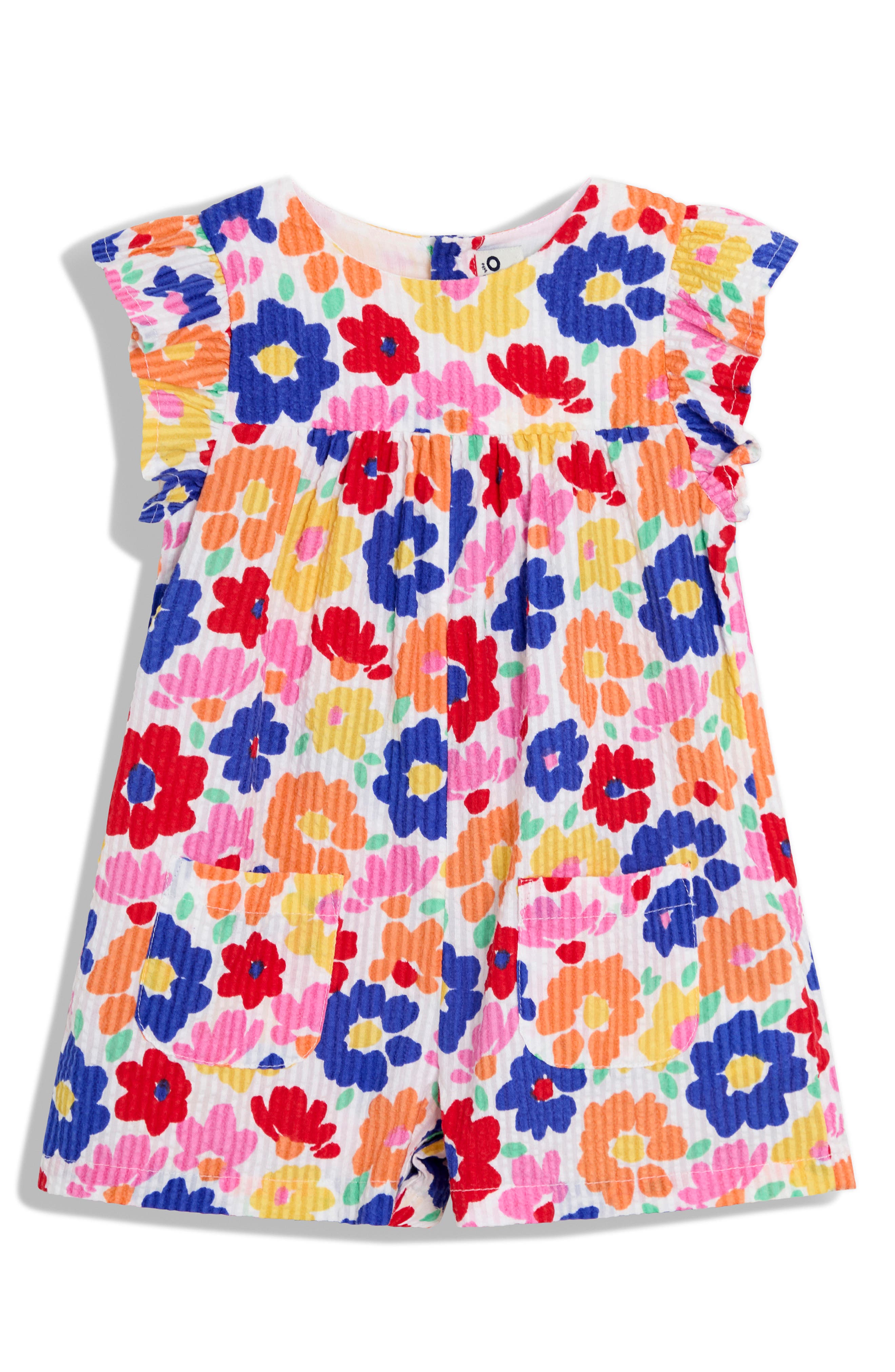 JOJO MAMAN BEBE Bright Floral Romper in Fuchsia 