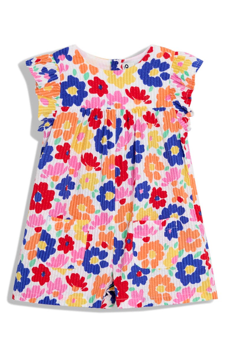 Bright Floral Romper, Main, color, FUCHSIA