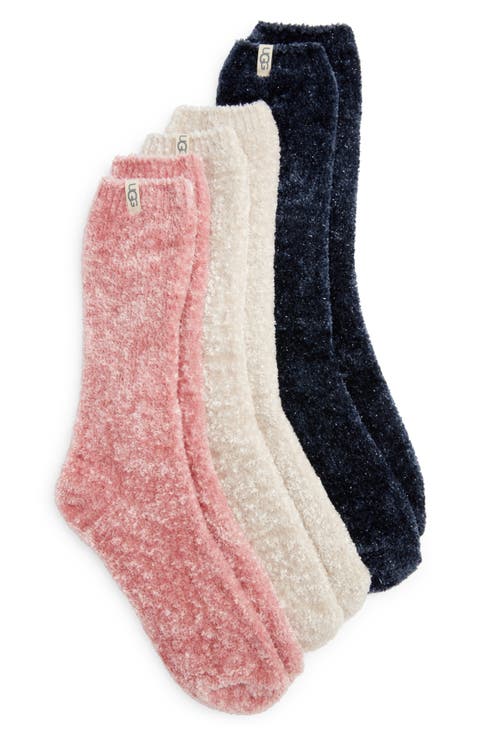 Leda Assorted 3-Pack Sparkle Crew Socks