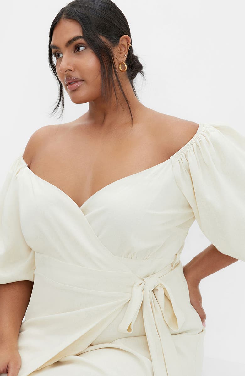 City Chic Claudine Wrap Dress, Alternate, color, Cream