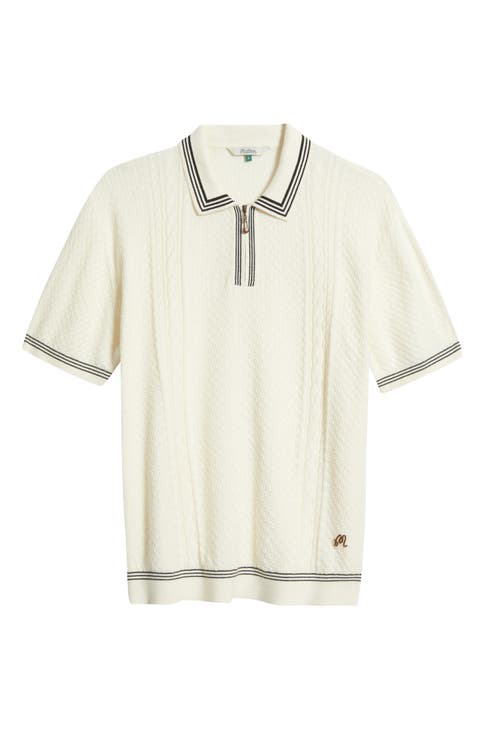Navarro Textured Cotton Zip Polo
