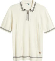 MALBON Navarro Textured Cotton Zip Polo