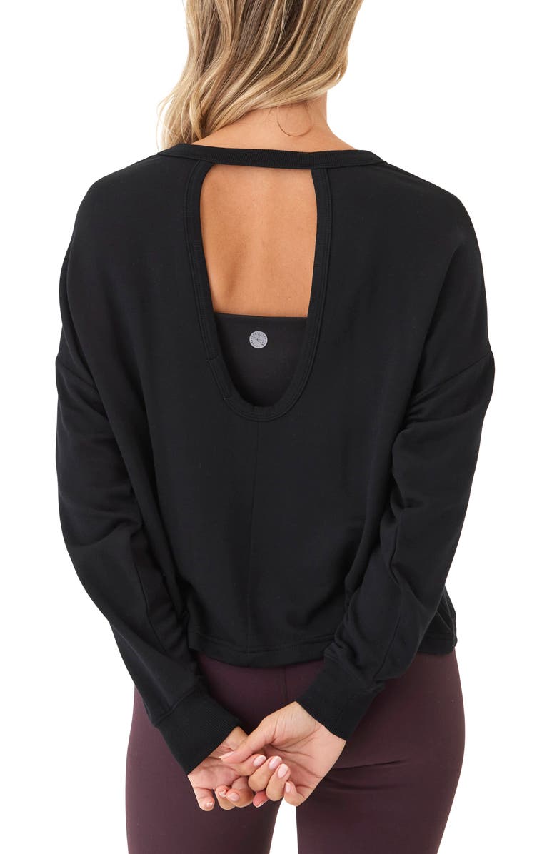 Threads 4 Thought Raylin Feather Fleece Back Keyhole Long Sleeve Top, Alternate, color, 