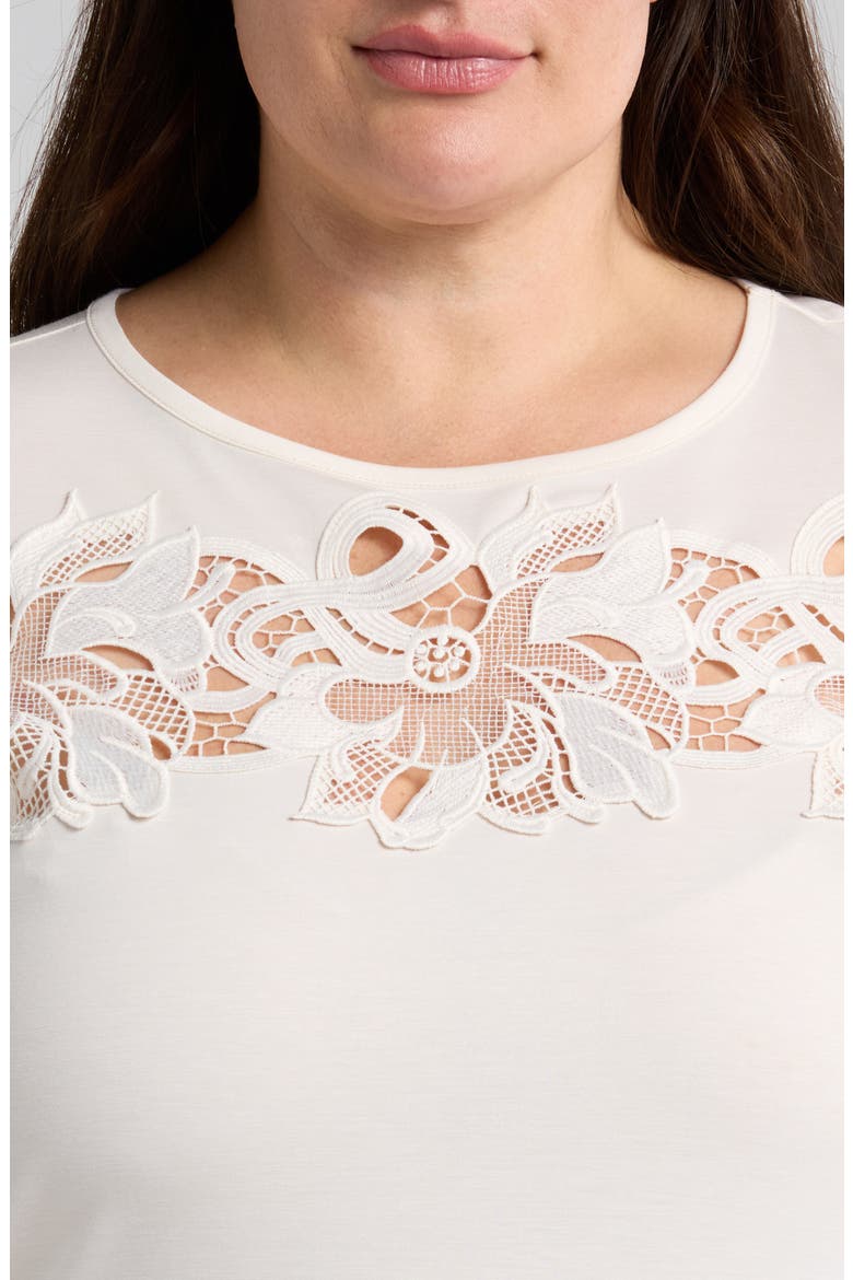 Harmony Lace Appliqué T-Shirt, Alternate, color, WHITE DOVE