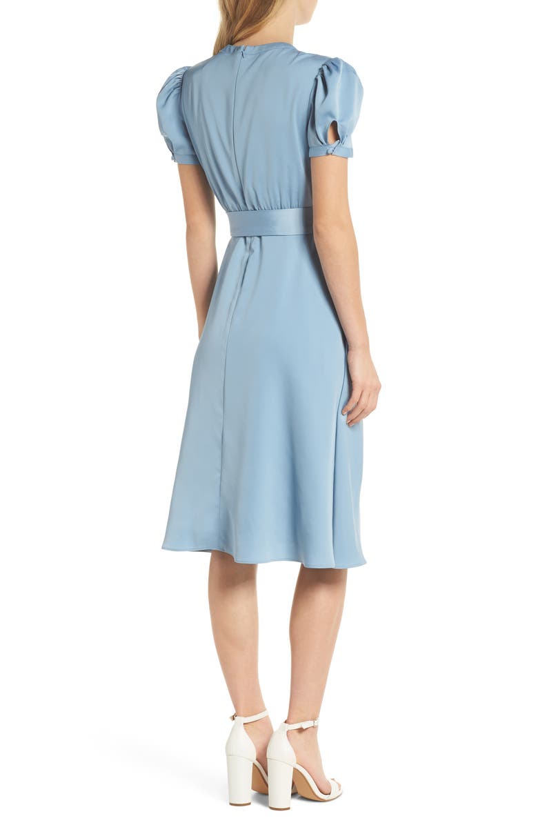 Gal Meets Glam Collection Marilyn Satin Fit & Flare Dress, Alternate, color, 