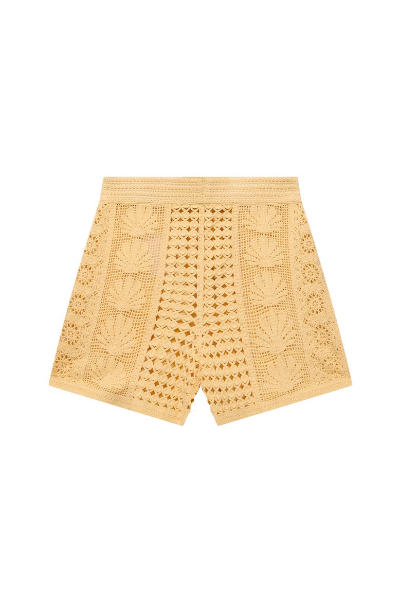 Cotton Blend Crochet Shorts, Alternate, color, Yellow
