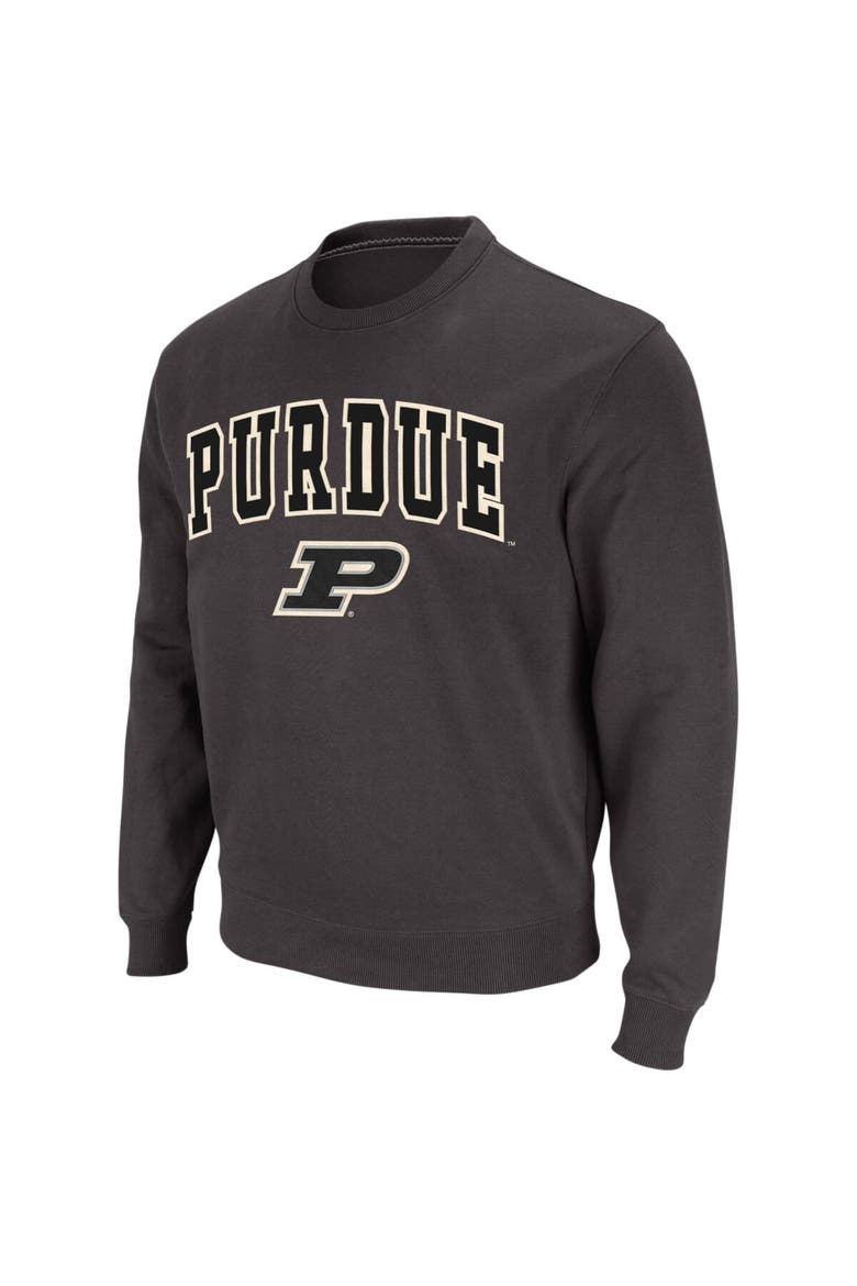 Men's Colosseum Charcoal Purdue Boilermakers Arch & Logo Crew Neck Sweatshirt, Main, color, Charcoal