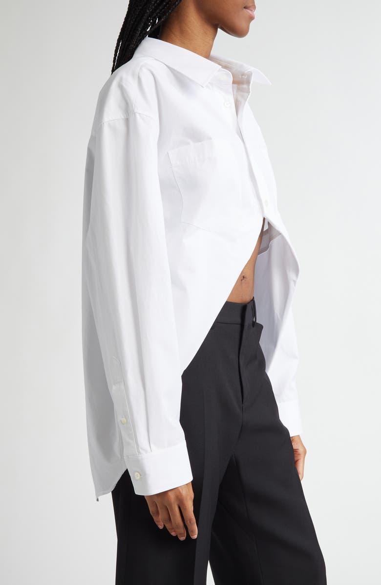 Alexander Wang Split Front Oversize Cotton Poplin Button-Up Shirt, Alternate, color, 